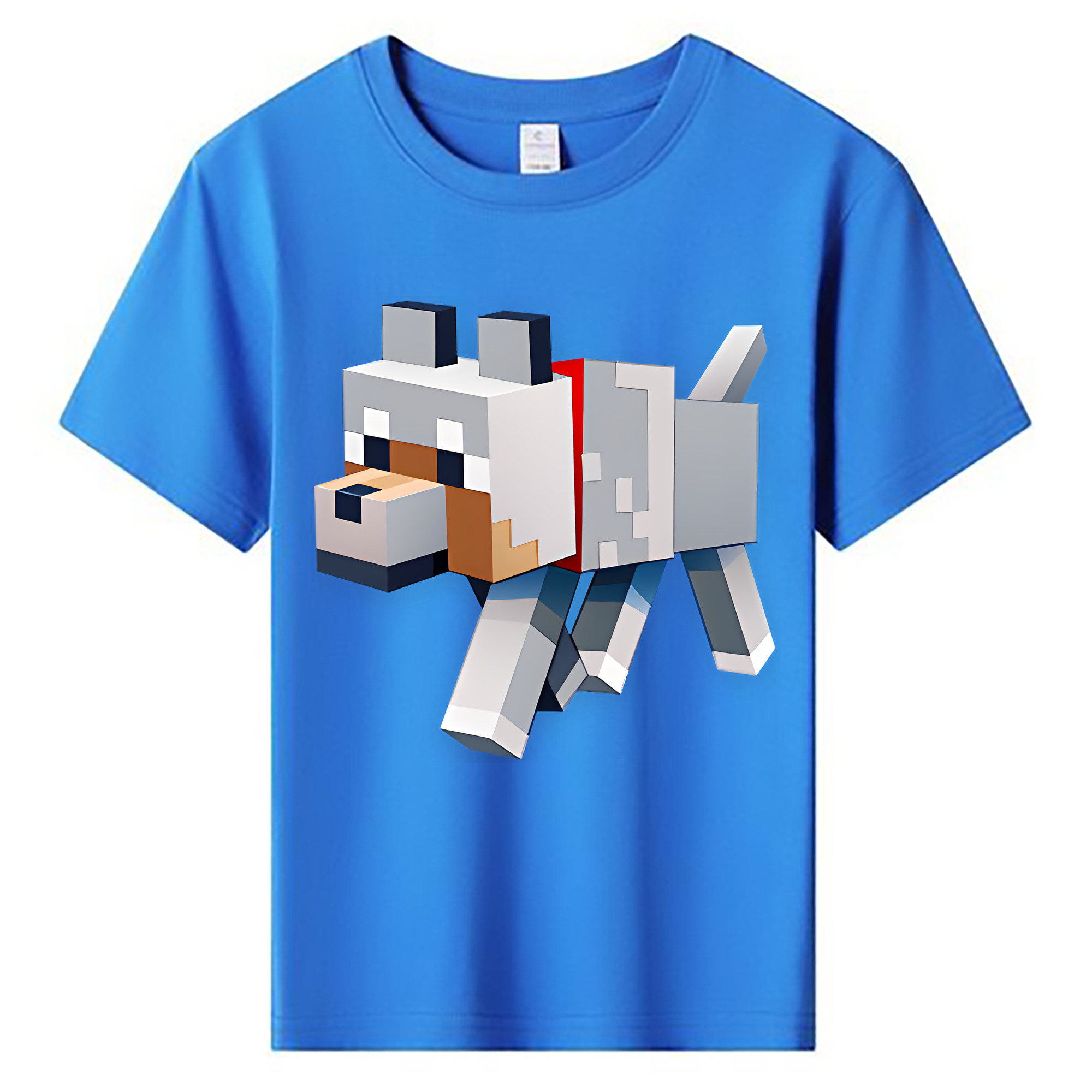 （画像用） マインクラフト ブロックの世界 Minecraft MC Block world 綿100％キッズTシャツ（フロントプリント）